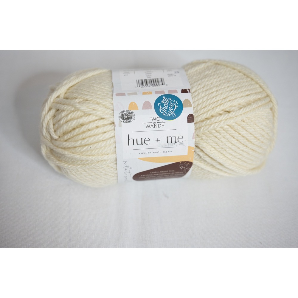 Lion Brand Yarn Hue + Me 137yd Salt New Bulky 5 Wool Blend 617-098AS two wands